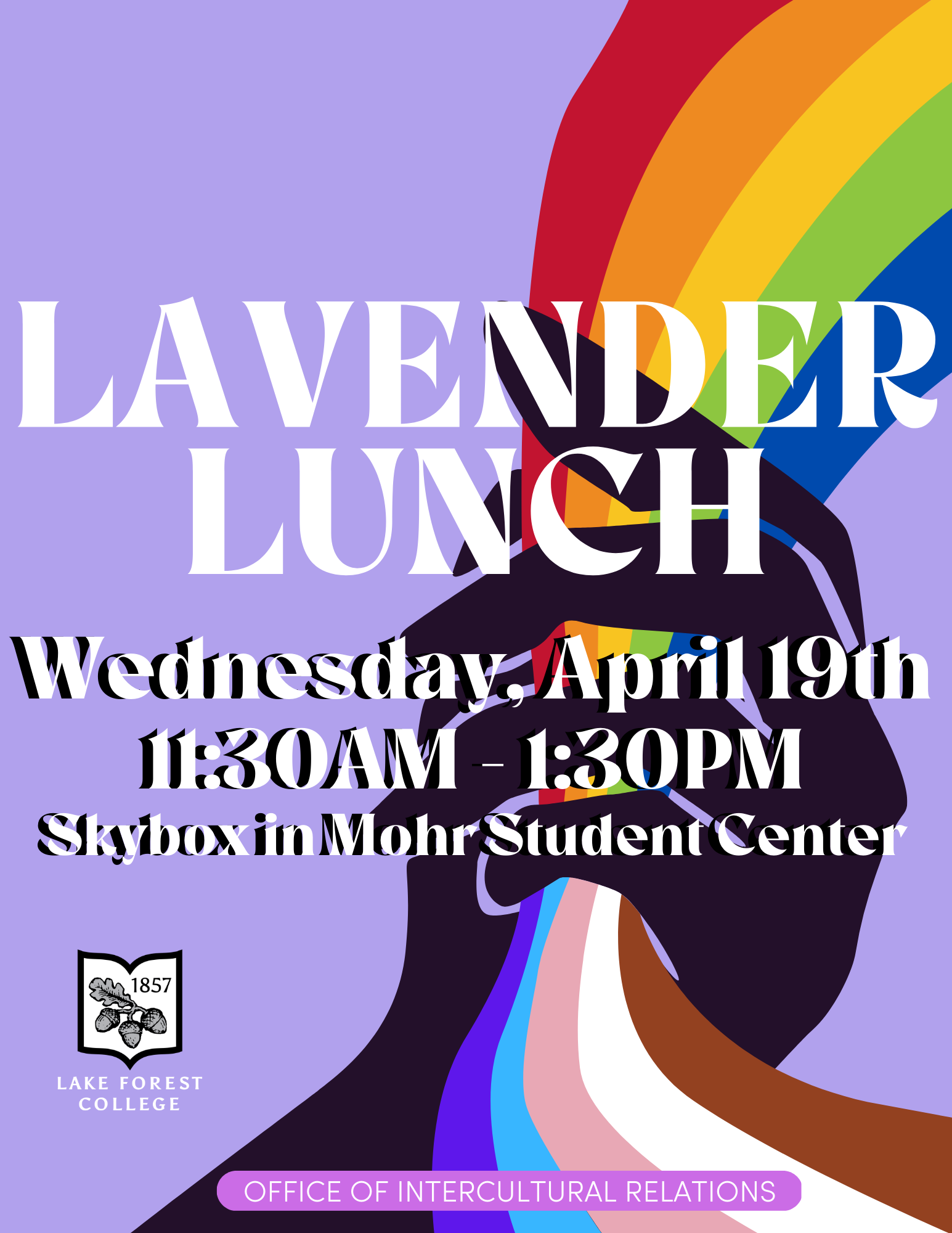 lavender lunch poster rainbow and trans pride flags
