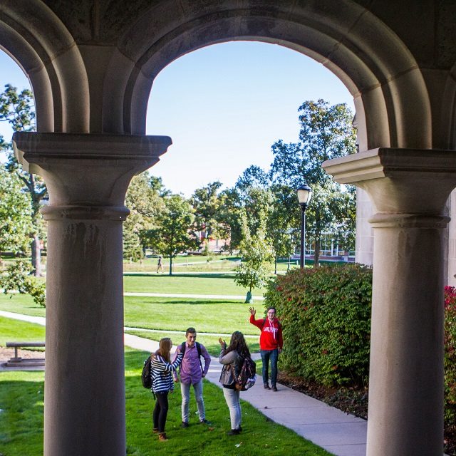 Students talking on campus