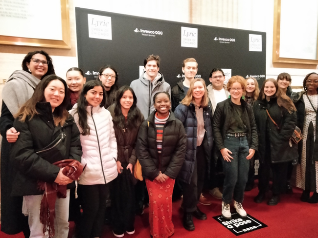 students at the lyric opera on the steps