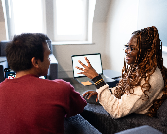 students collaborating on data