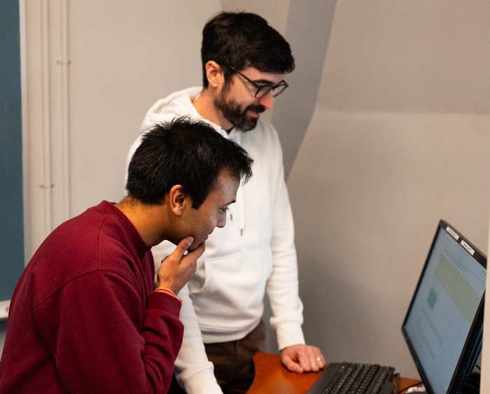 students working on a computer