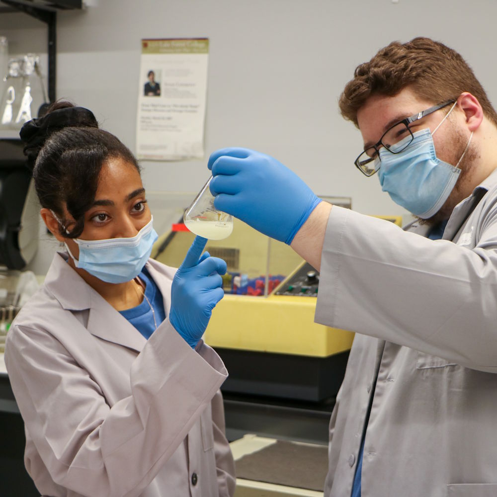 two students working in a lab