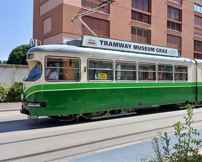 Green tram in Graz