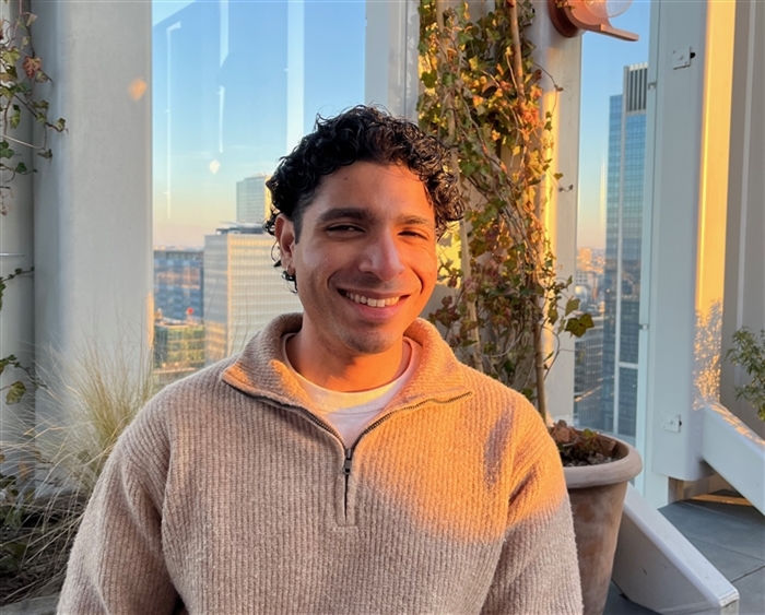 Josh hanging out on rooftop in Brussels