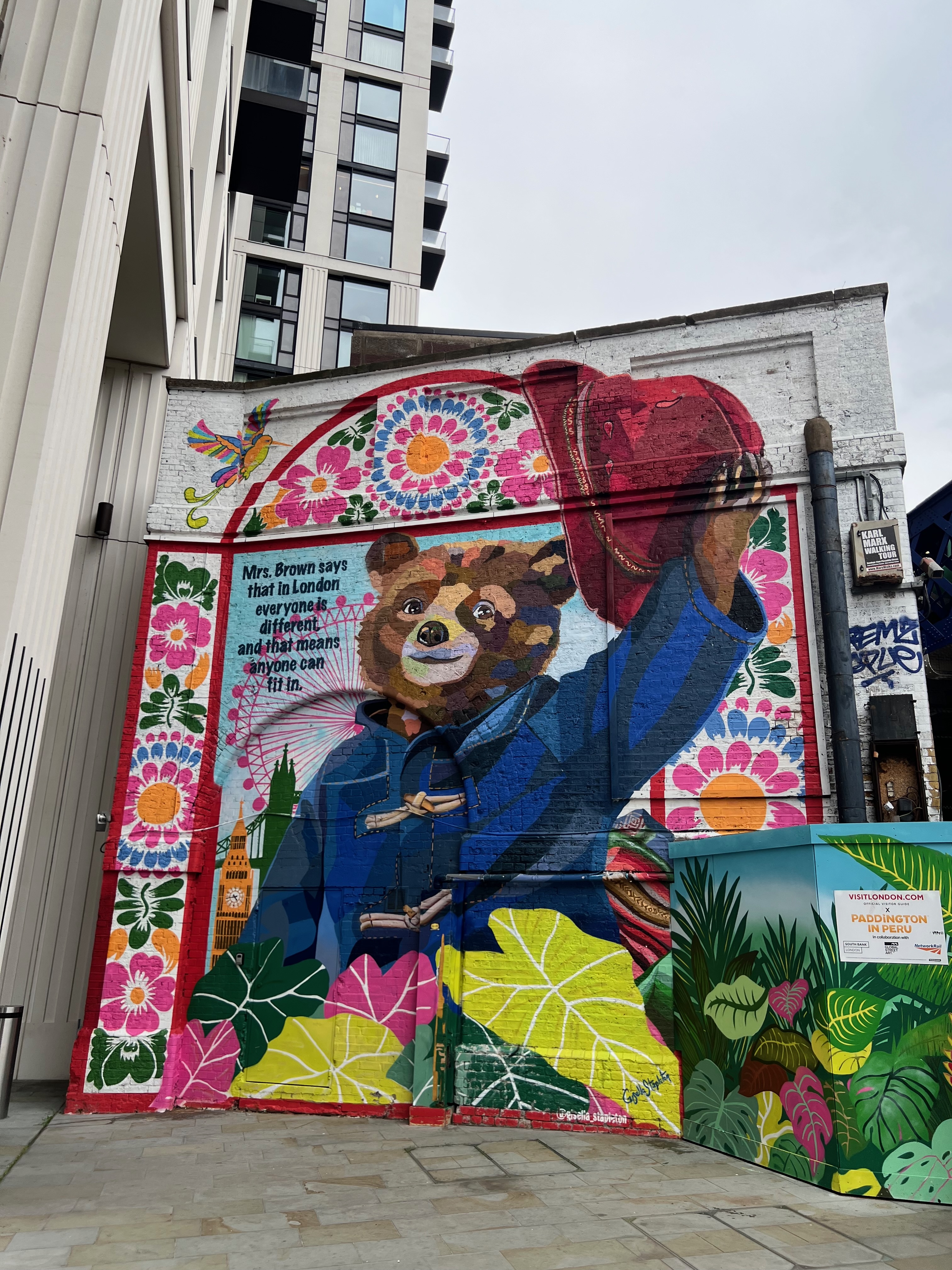 Paddington mural outside of Waterloo Station