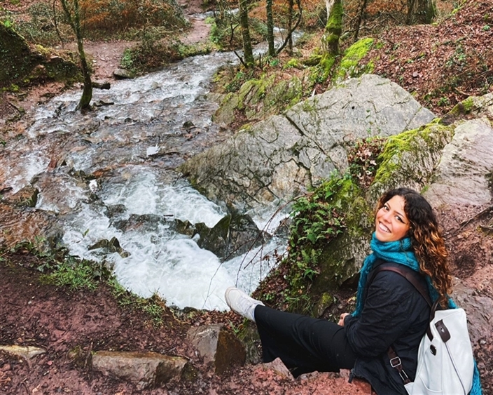 In front of a river at the Broceliande Forest