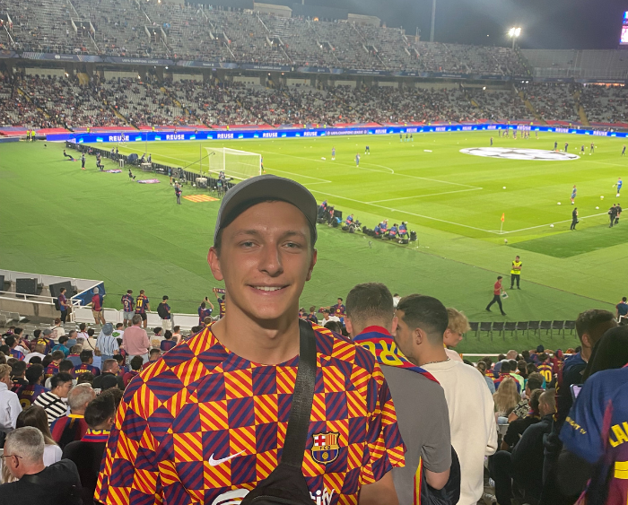 Kyle at FC Barcelona game