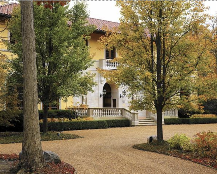 the front of the Krebs Center, flanked by trees