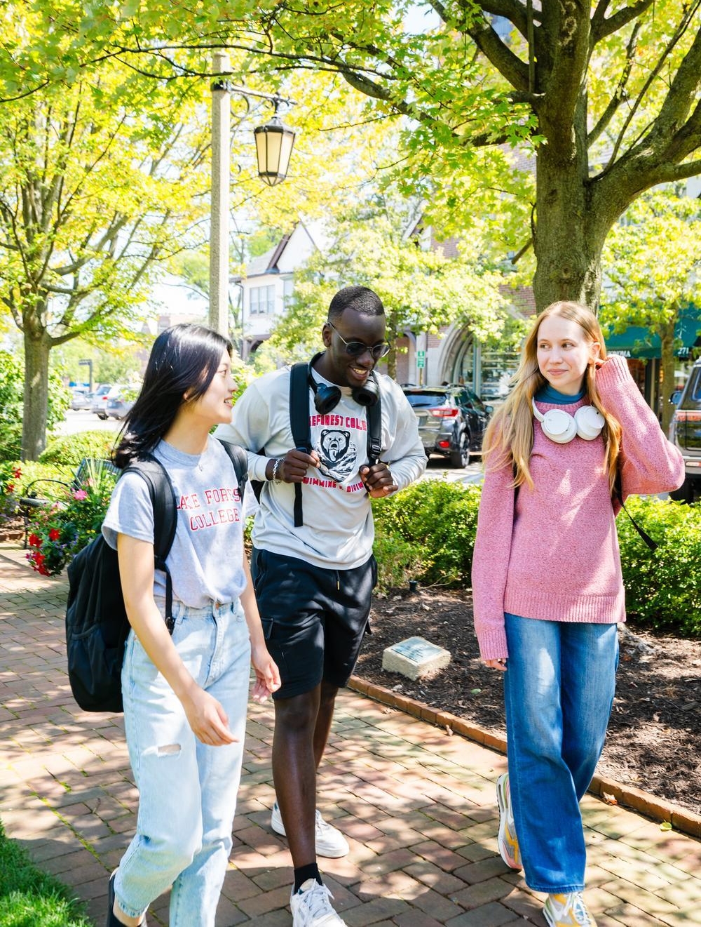 students walking in lake forest