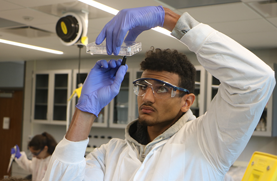 student in a lab