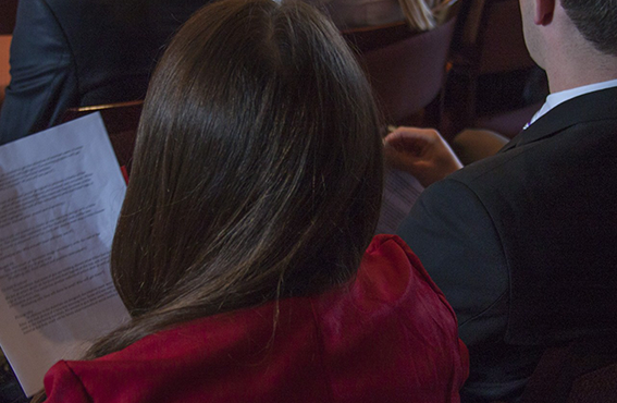 Two students listening