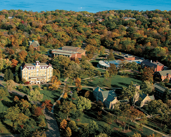 aerial shot of college 