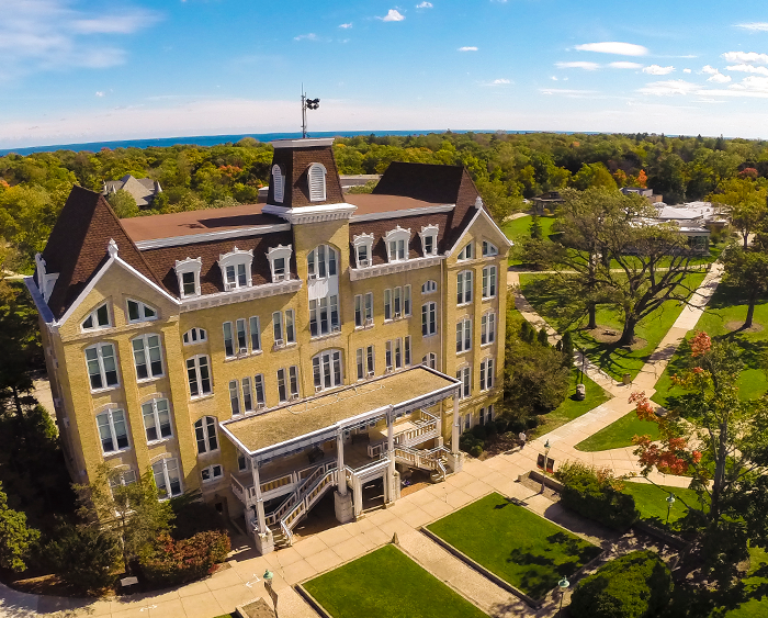 Drone image of Young Hall 