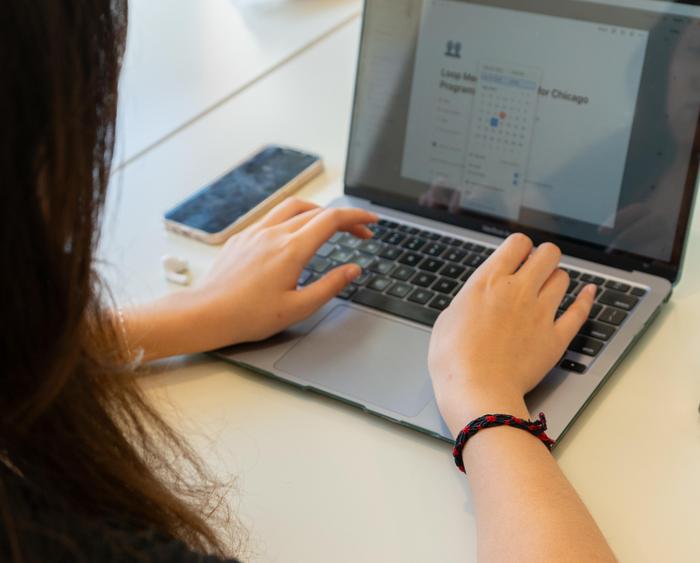 student on computer