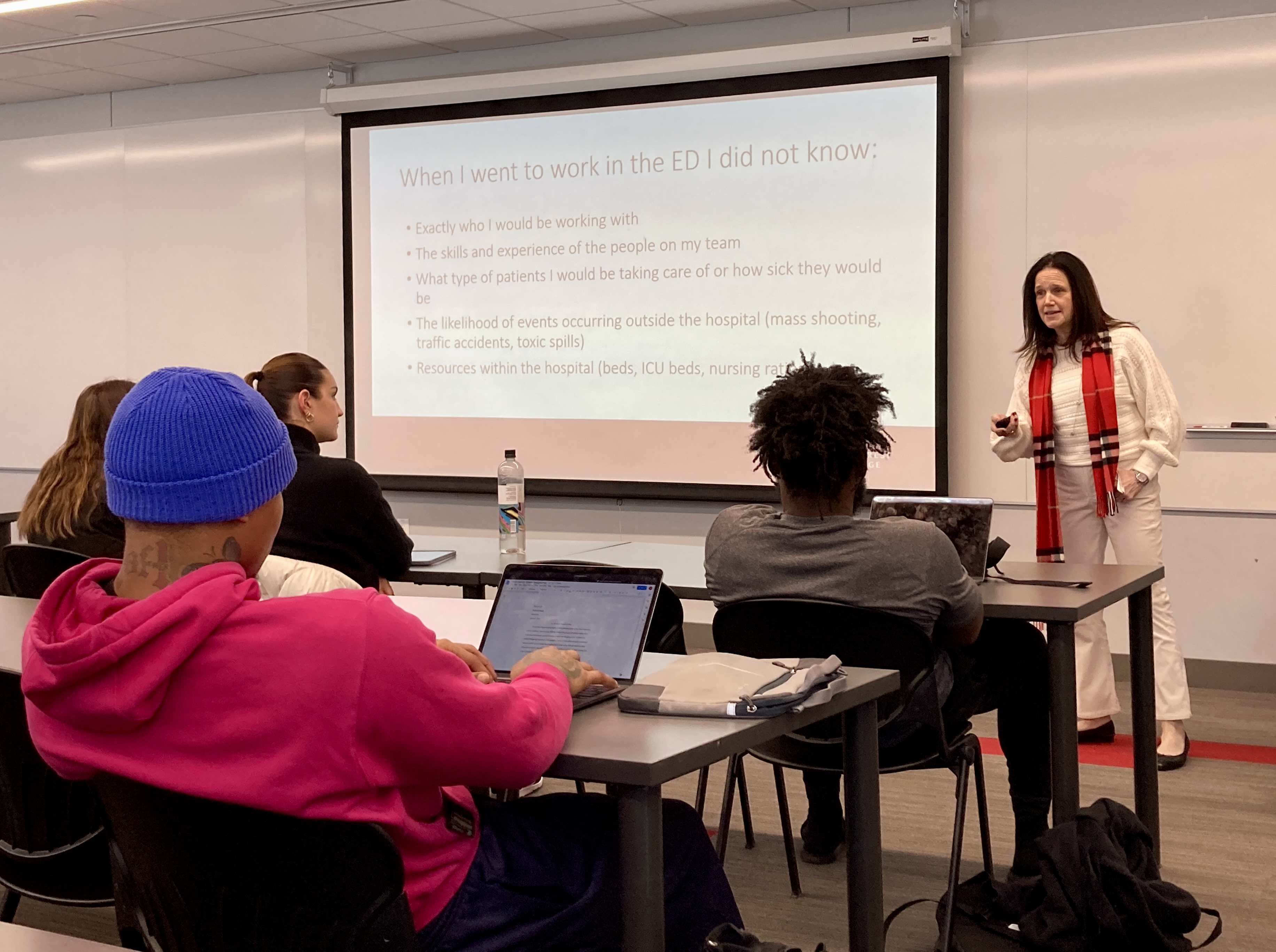 Jill Baren teaching in front of class
