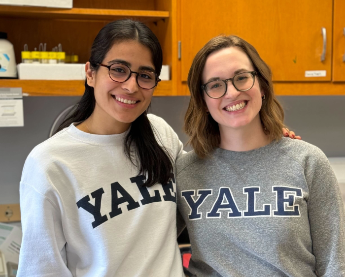 majo and becky in yale sweatshirts