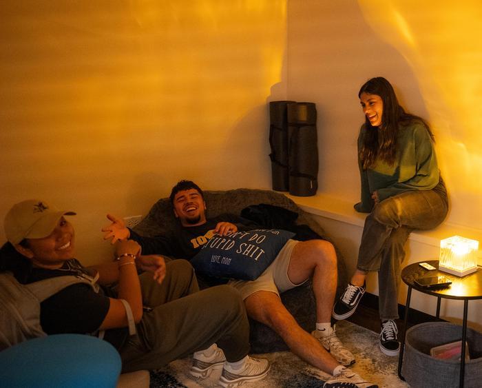 students hang out at the care center