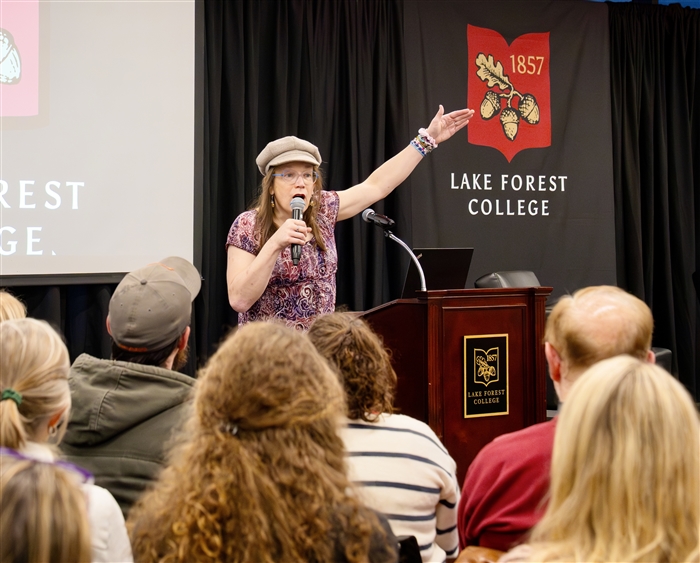 Stephanie Burt delivering talk