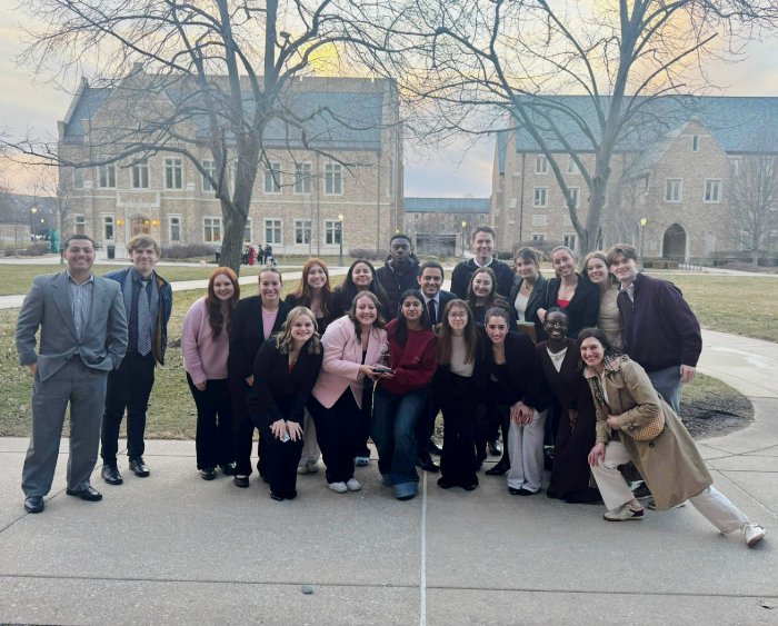 mock trial teams pose for a group shot at notre dame