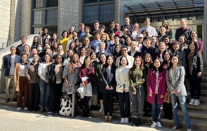 Group photo on building steps