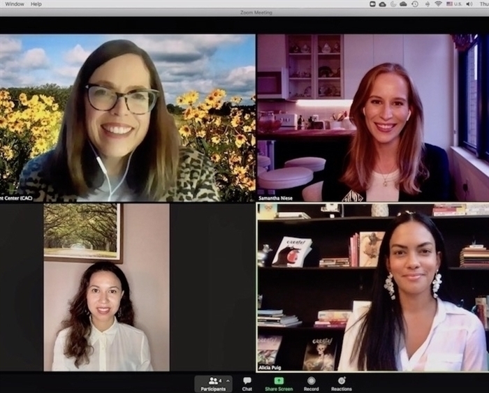 screenshot of four-person Zoom meeting