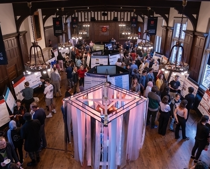 Glassman Symposium Poster Session seen from balcony above