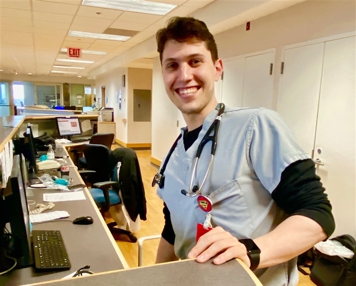 Tyler Kaplan at hospital workstation