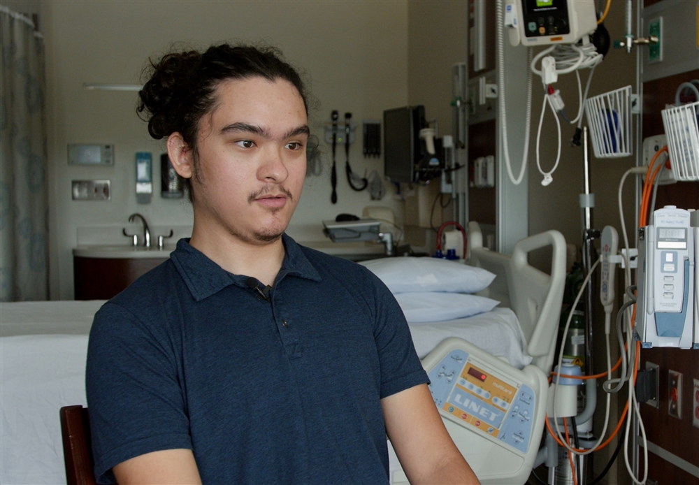 Student in hospital patient room