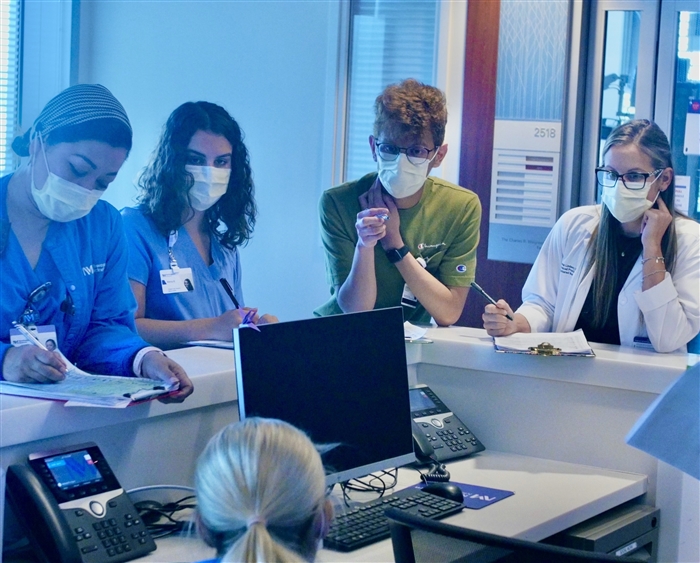 Student shadowing nurses at Northwestern Lake Forest Hospital