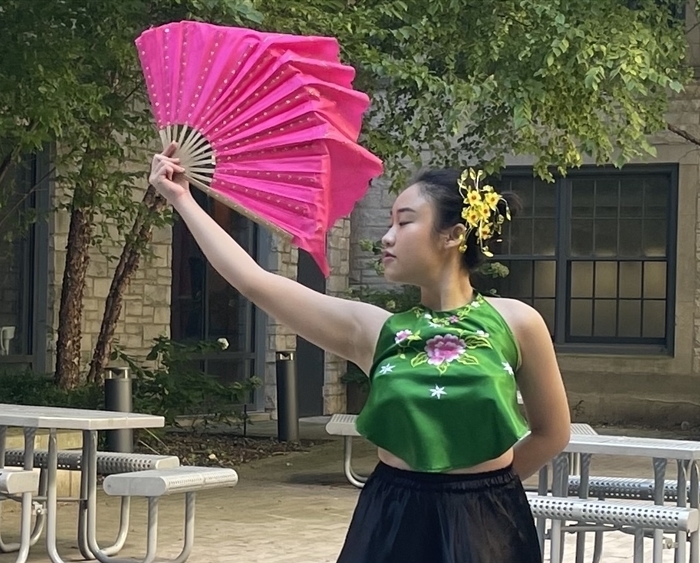 Student performing Vietnamese dance