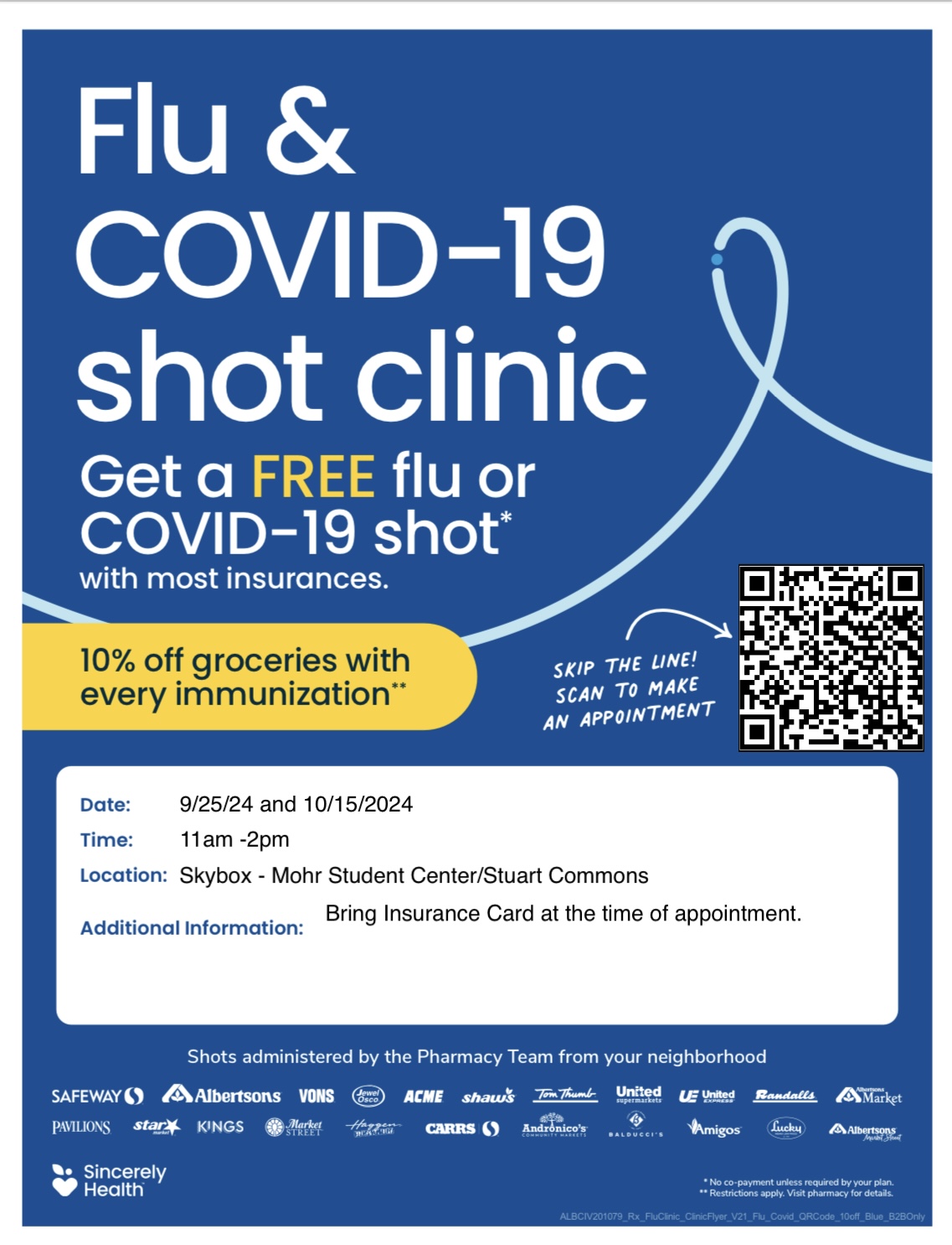 Flu & Covid shot clinic event poster