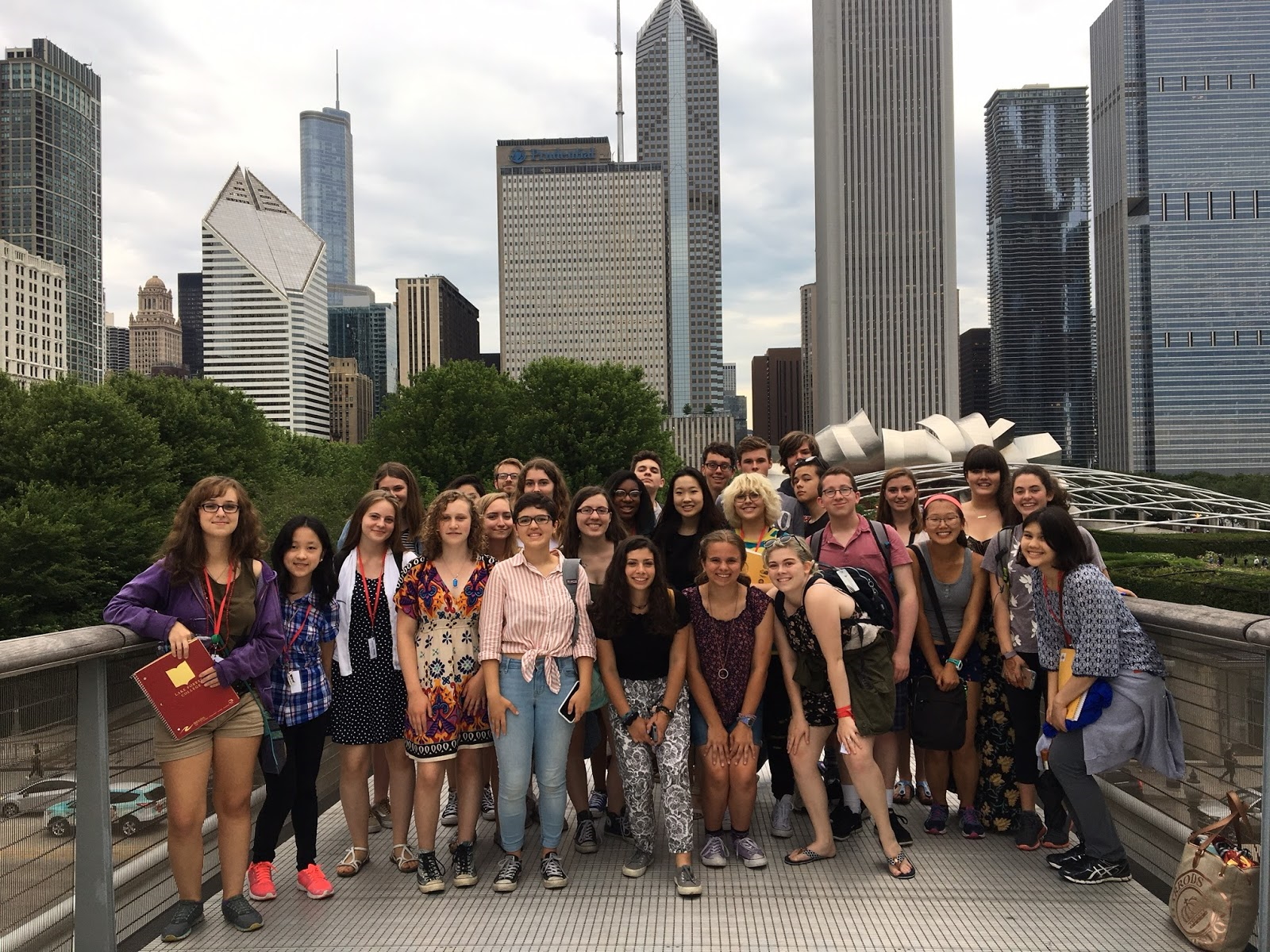 WTW students in front of the Chicago skyline