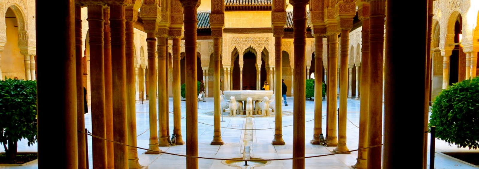 interior view of an old building with columns