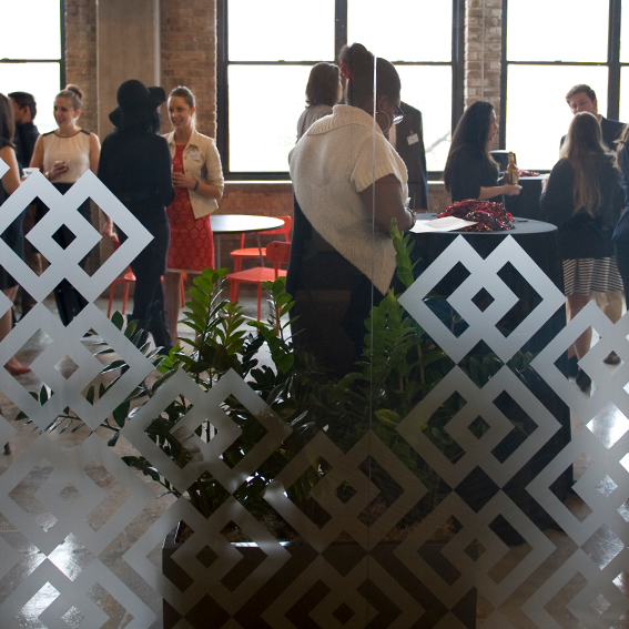 Lake Forest College business students at a networking event