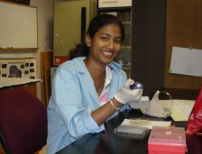 student working in lab