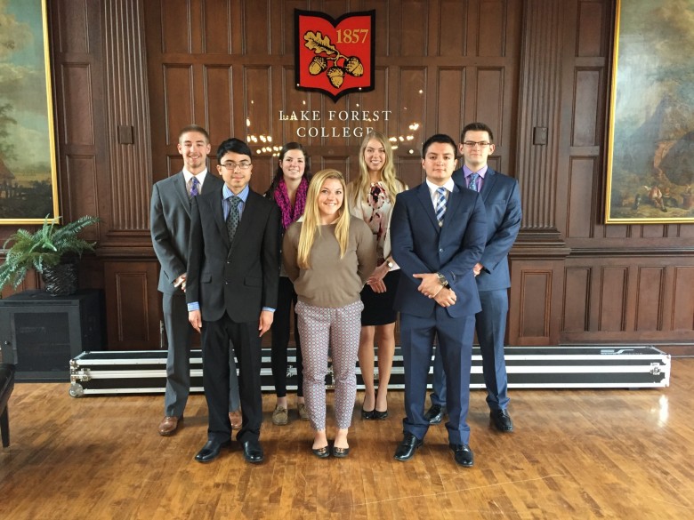 AMA Executive Board. <em>Front row left to right: Roger Pacheco, McKenzie Mac, Julio Madrid. Back row left to right: Mitchell Bartko, Caroline Eckrich, Courtney Larsen, Alex Kajcic.</em>