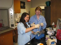 two students working in lab