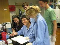 students working in lab