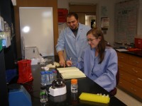 two students working in lab