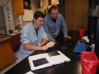 two students working lab