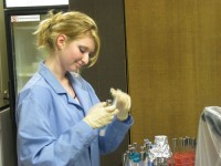 student working in lab