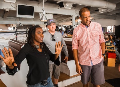 Hanelle Culpepper directing on movie set