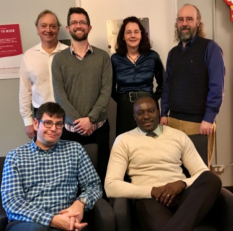 Left to right, back row: Richard Pettengill, Brian McCammack, Siobhan Moroney, Ben Zeller; front row: Josh Corey, Desmond Odugu