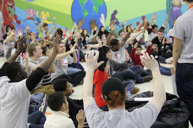 Lake Forest College students working with local youth