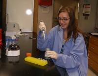 student working in lab