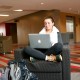 Quinn Matuschek '19 is at home in the new Lillard Science Center on the first day of classes, January 16.